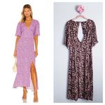 AFRM X Revolve Zelda Leopard Print Slit Dress Black Size L Photo 1