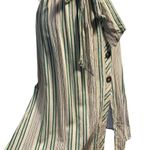 Lulus  Back to Classics Green and White Striped Midi Shirt Dress Linen‎ Blend S Photo 4