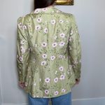 Vintage Noviello Bloom Suits 100% Silk Green Pink Floral Blazer Size 6 Photo 2
