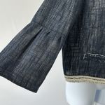 Elie Tahari Linen Blend Shaggy Flounce Sleeve Blazer Jacket Blue Sz: M Photo 2