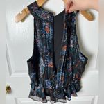 Veronica Beard  Womens Silk Metallic Floral Black Open Back Multi Kailani Top 8 Photo 5