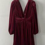 Gianni Bini NWT  Mariah 3/4 Sleeve Plunging V-Neck Burgundy Velvet A-Line Dress Photo 3
