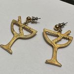 Avon Women’s Pierced Dangle Drop Earrings Gold Tone & Rhinestone Olive Martini Photo 7