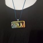 NIB Handmade Puppy Love Domino Necklace Orange Photo 2