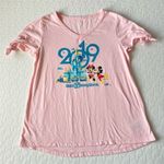 Disney Walt  World Parks 2019 Pink Castle Mickey Minnie Tie Sleeve Shirt Top S Photo 5