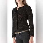 Diane Von Furstenberg  Maya Pebble Lace and Leather Black Button and Zip Blazer Photo 4