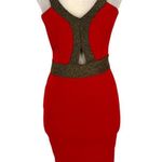 Kimcine Metallic Sexy Bodycon Mini Dress Red Gold Size Large NWT Photo 2