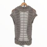 Rebecca Taylor Grey Chunky Cap Sleeve Open Knit Cardigan Sweater Wool Mohair XS Photo 6