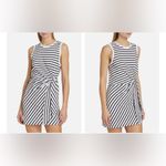 ATM Anthony Thomas Melillo | Black and White Tie Front Jersey Twist Dress | XS Photo 2