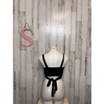 Black Wrap Front Crop Top Tie Back Stretchy Size Small NWT Photo 1