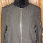 ZARA Outerwear Nylon Bomber Jacket Khaki Olive Green with Black Trim Size Small Photo 4