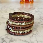 Earth Toned Beaded Multi Layer Coiled Bracelet Brown Photo 0