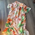 Carolina Herrera Shell Pink Tie Waist Floral Midi Shirt Dress Photo 7