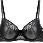 Blue Faux Leather Sexy Lingerie Bra Only Photo 0