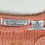 VTG Charlotte Van Horne Peach Appliqué & Rhinestone Grandma Sweater Size M Pink Size M Photo 3