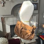 Michael Kors XL Hamilton Crossbody satchel Handbag tan pebble Leather chain Photo 8