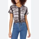 MONROW Cropped Tie Dye Babydoll Tee Short Sleeve Drawstring Gray Size XS New Photo 2