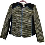 Esley Women's Small Black Yellow Blue Jacket Textured Full Zip Photo 0