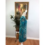 Allison Brittney Shift Dress Womens Medium Blue Paisley Square Neck Stretch Photo 3