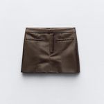 ZARA NWT  BROWN FAUX LEATHER MINI SKIRT SIZE M Photo 3