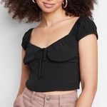 Wild Fable Black Cropped Sweetheart Milkmaid Bow Top Women's Size XS Photo 5