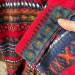 Vintage 90s Charter Club Fleece Barn Jacket Bold Fair Isle Red XL Photo 3