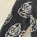 Loft Ann Taylor dark gray and white rose print crewneck cardigan sweater small Photo 15