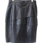 Vakko Vintage Black Genuine Leather Skirt Women's 12 Lined Neiman Marcus Photo 0
