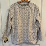 Talbots T by Fair Isle Fleece Pullover Gray White Large Petite Cozy Warm Photo 0