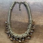 Loft Ann Taylor Charmed Crystal Gold Rhinestone Necklace Statement Piece Photo 5