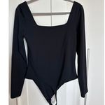Babaton Aritzia  Black Contour Squareneck Longsleeve Thong Bodysuit, Size L, EUC Photo 1
