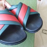 Gucci NEW Green Red Womens Chic Old Money Edgy Feminine Slide Sandals Size 38 Photo 4