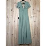 Lulus NWT  Promise Of Love Sage Brush Flutter Sleeve Maxi Dress Bridesmaid Size M Photo 5