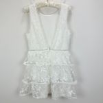 Lulus NEW Look So Sweet White Embroidered Lace Mini Dress Party Ruffle M Photo 7