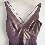 Karen Millen Purple Metallic Plisse Pleated Mini Dress Crisscross Straps Sz 6 Photo 5