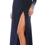 Mac Duggal  12231 Beaded Cuff Drop Gown Blue 14 Photo 0