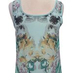 Blu Pepper  Sheer Sleeveless Blouse Size S Blue Floral Photo 1