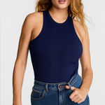 PINK - Victoria's Secret NWT  Navy Blue Ribbed Tank Bra Top Size Small Photo 0