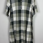 CJ Banks Dress Womens 18W Green Plaid Linen Cotton Blend Short Sleeve Pullover Photo 0