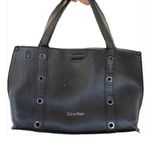 Calvin Klein Leather Shoulder Bag with Grommets and Magnetic Closure Photo 0