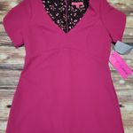 Betsey Johnson Short Sleeve Stretch Crepe Dress with Cherry Lining Pink … Photo 5