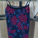 Jockey Camisole Blue w/ Red Floral Print Size XL Photo 0
