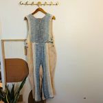 Free People  Cream Blue Wide Leg Woven Thick Cotton Jumpsuit Photo 2