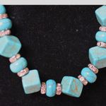Source Unknown Southwestern Sparkle Bling Faux Turquoise Silver Tone Rhinestone Accent Necklace Photo 1