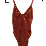 Urban Outfitters  Out From Under Rust Orange Ribbed Bodysuit Womens XS 70s Glam Photo 0