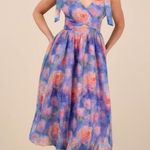 Lulus NWT  Flowering Day Dream Purple Floral Organza Midi Bubble Dress Size XXL Photo 0