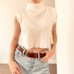 Preston & York Vintage White Ribbed Sleeveless Crop Top Photo 2