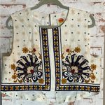 Farm Rio  Navy and Mustard Embroidered Blouse Photo 0