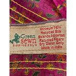 Green Sewn Patchwork Scarf Handmade from Vintage Silk Saris 70" X 24" Photo 3