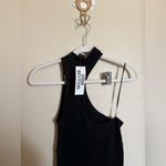 Urban Outfitters  Asymmetrical‎ Halter Neck Ribbed Flare Jumpsuit Sz L NEW black Photo 2